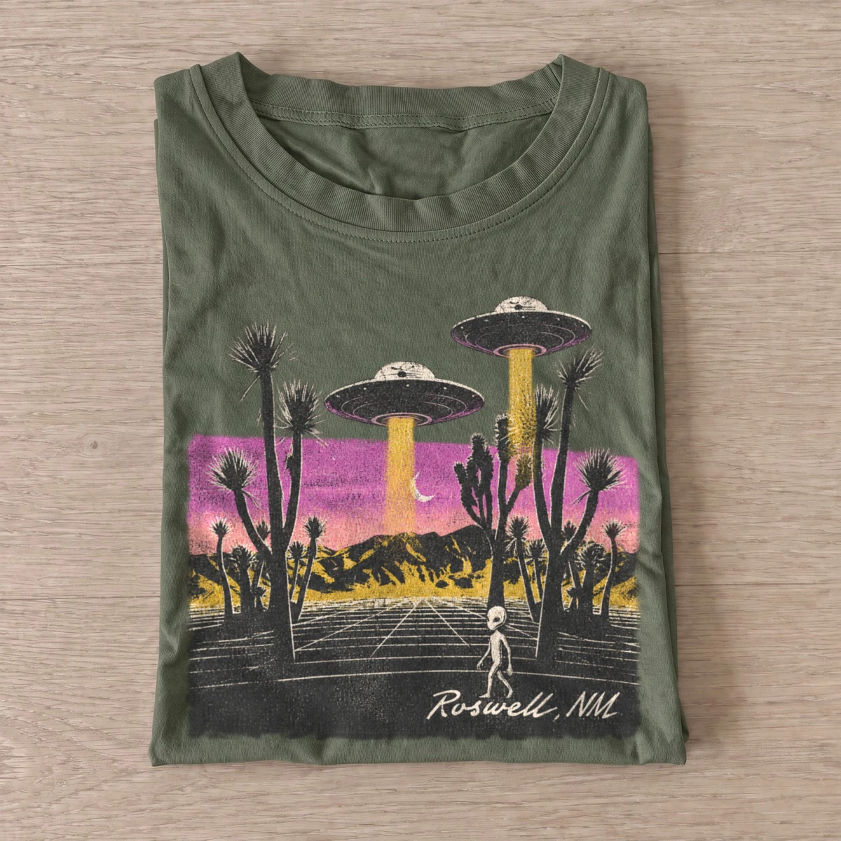 Roswell ufo desert graphic t shirt olive20roswell ufo desert.webp