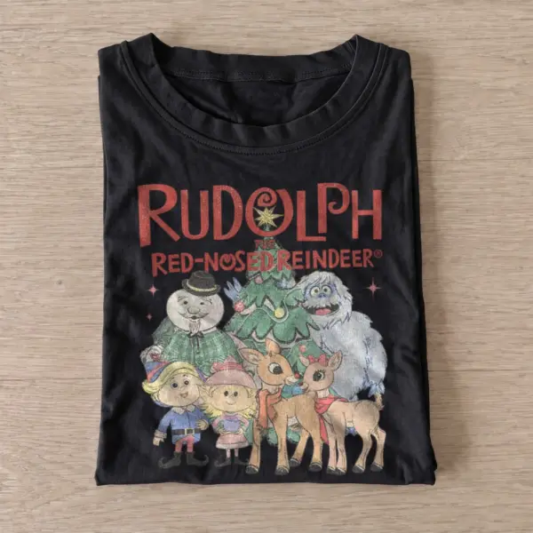 Rudolph red nosed reindeer holiday friends t shirt black20reindeer holiday friends.webp
