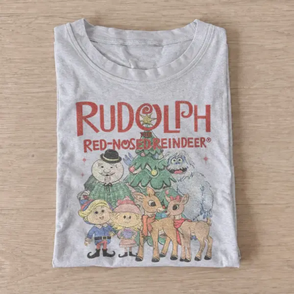 Rudolph red nosed reindeer holiday friends t shirt gray20reindeer holiday friends.webp