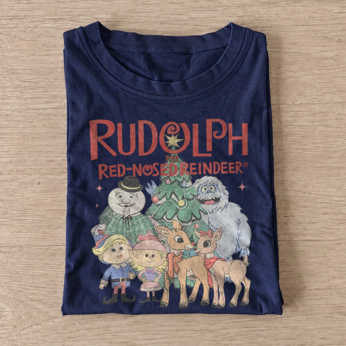 Rudolph red nosed reindeer holiday friends t shirt navy20reindeer holiday friends.webp