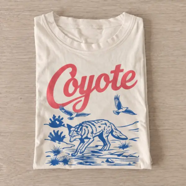 Running coyote graphic t shirt sand20running coyote.webp
