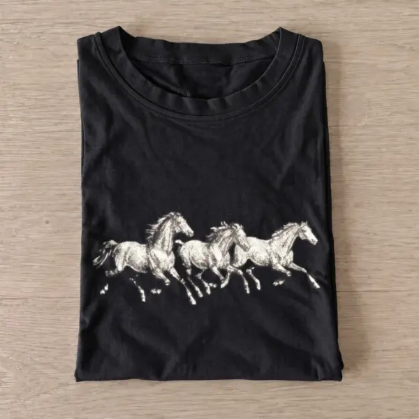 Running horses graphic t shirt black20running horses.webp