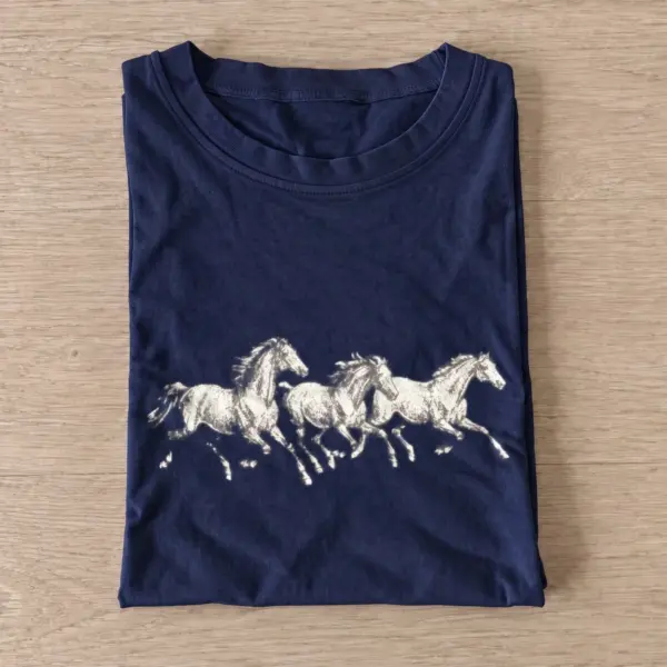 Running horses graphic t shirt navy20running horses.webp
