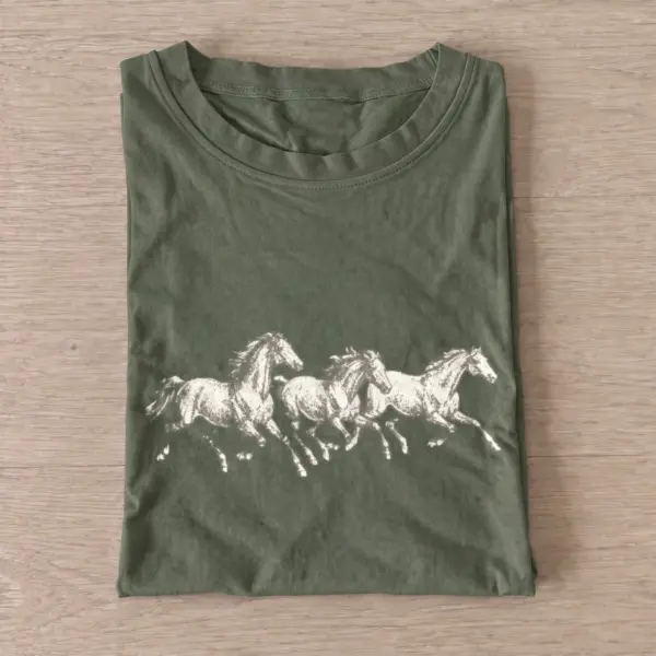 Running horses graphic t shirt olive20running horses.webp