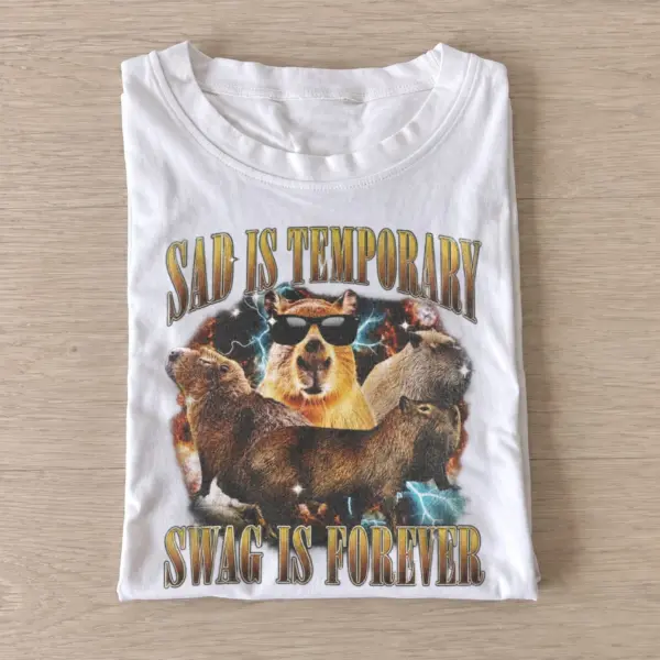 Sad is temporary swag is forever capybara t shirt white20swag forever capybara.webp