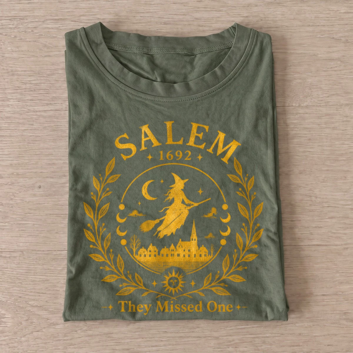 Salem 1692 they missed one witch t shirt olive20salem missed one.webp