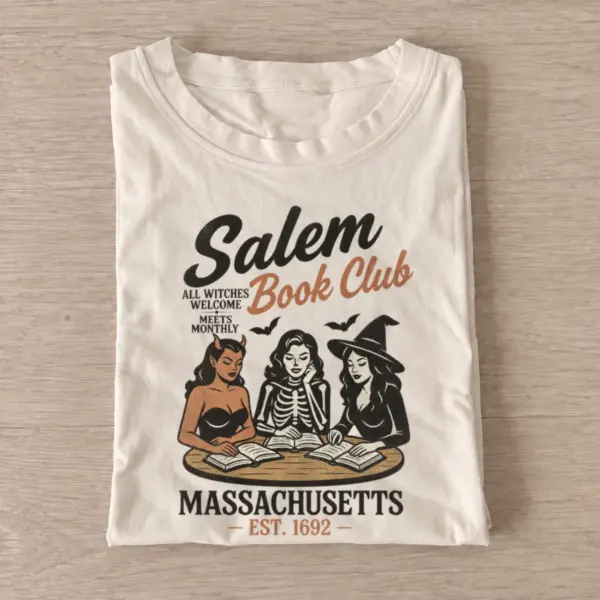 Salem book club all witches welcome t shirt sand20salem book club.webp