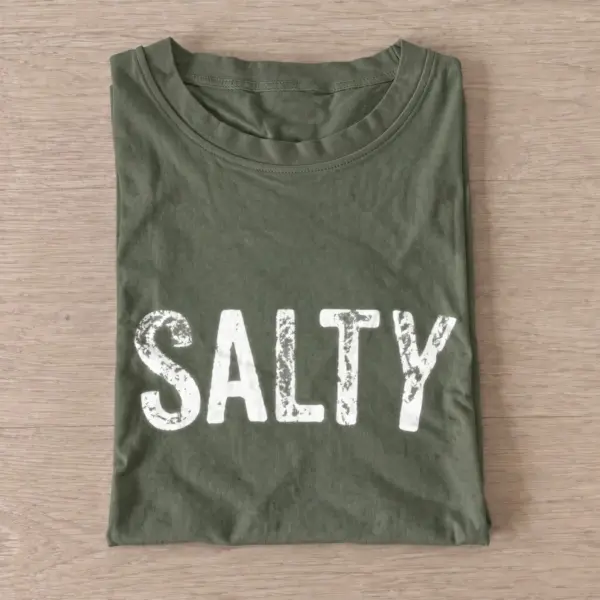 Salty distressed lettering t shirt olive20salty.webp
