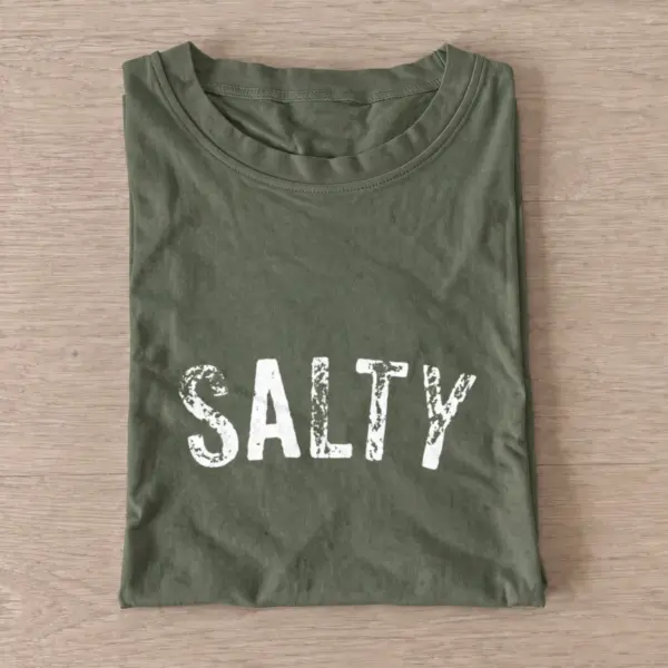 Salty white type t shirt olive20salty white type.webp