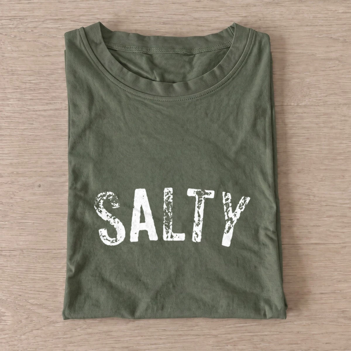Salty white type t shirt olive20salty white type.webp