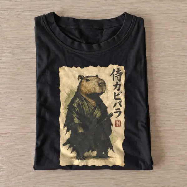 Samurai capybara graphic t shirt black20samurai capybara.webp