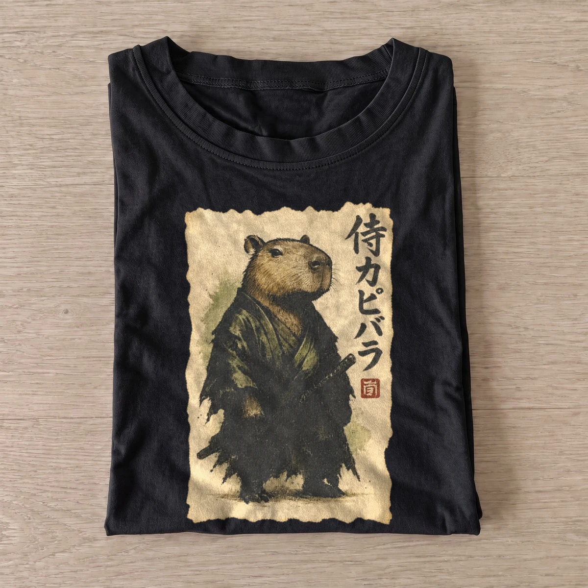Samurai capybara graphic t shirt black20samurai capybara.webp