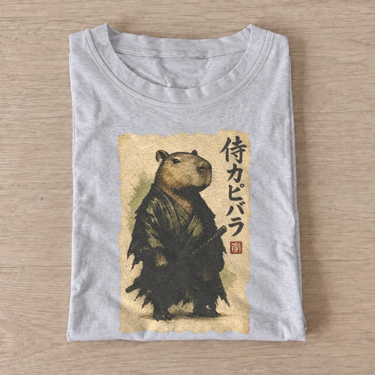 Samurai capybara graphic t shirt gray20samurai capybara.webp