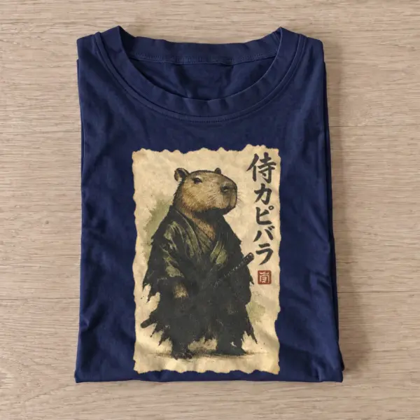 Samurai capybara graphic t shirt navy20samurai capybara.webp