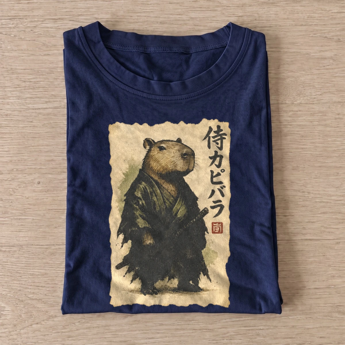 Samurai capybara graphic t shirt navy20samurai capybara.webp