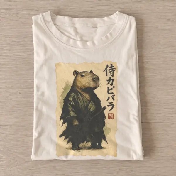 Samurai capybara graphic t shirt sand20samurai capybara.webp