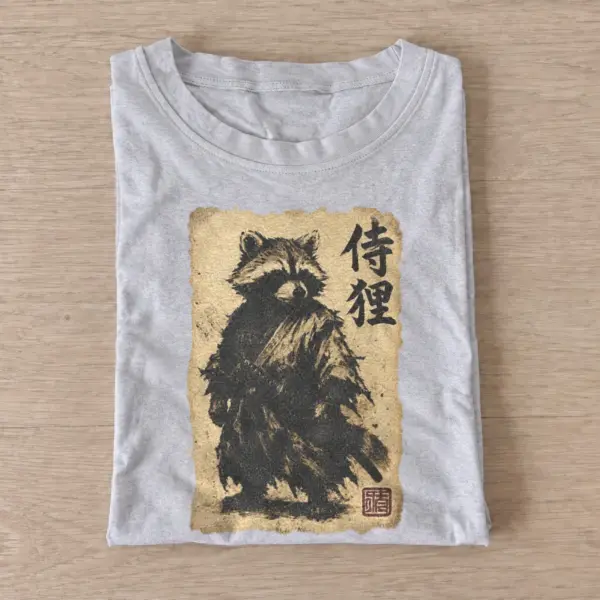 Samurai raccoon graphic t shirt gray20samurai raccoon.webp