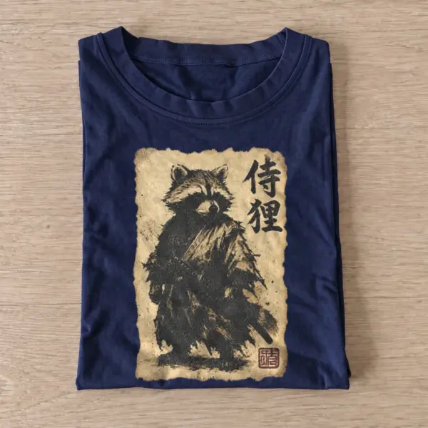 Samurai raccoon graphic t shirt navy20samurai raccoon.webp