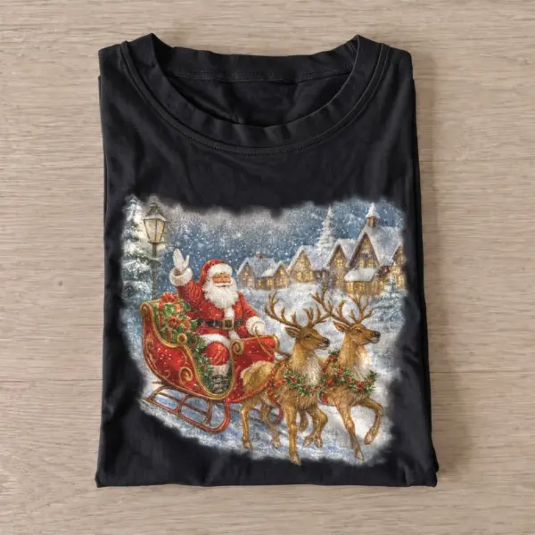 Santa village sleigh christmas t shirt black20santa village sleigh.webp