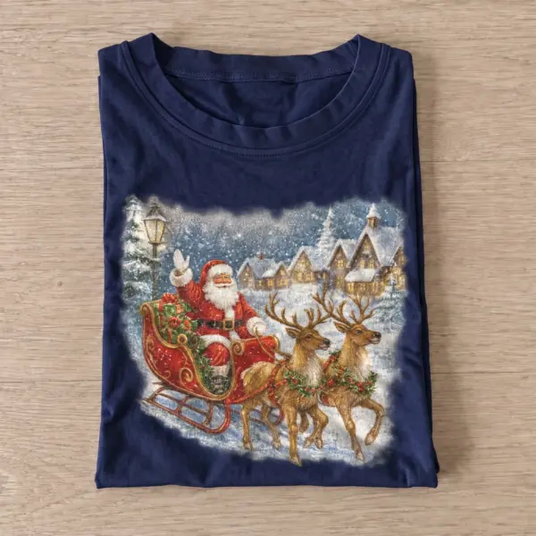 Santa village sleigh christmas t shirt navy20santa village sleigh.webp