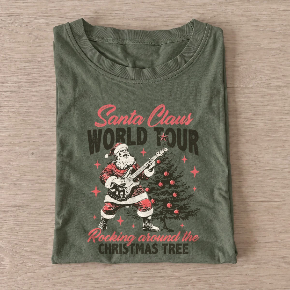 Santa world tour t shirt olive20santa world tour.webp