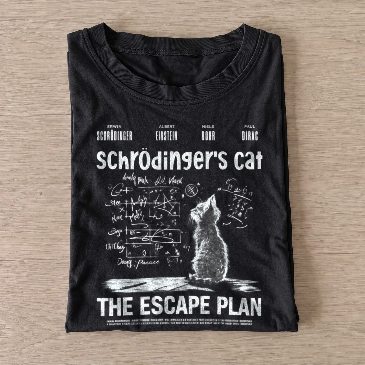 Schrodingers cat the escape plan t shirt black20schrodingers escape cat.webp