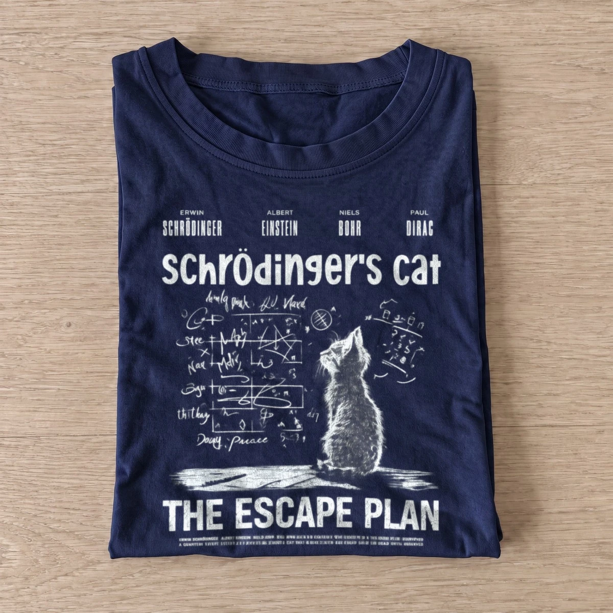 Schrodingers cat the escape plan t shirt navy20schrodingers escape cat.webp