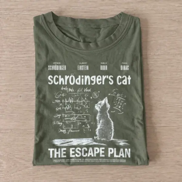 Schrodingers cat the escape plan t shirt olive20schrodingers escape cat.webp