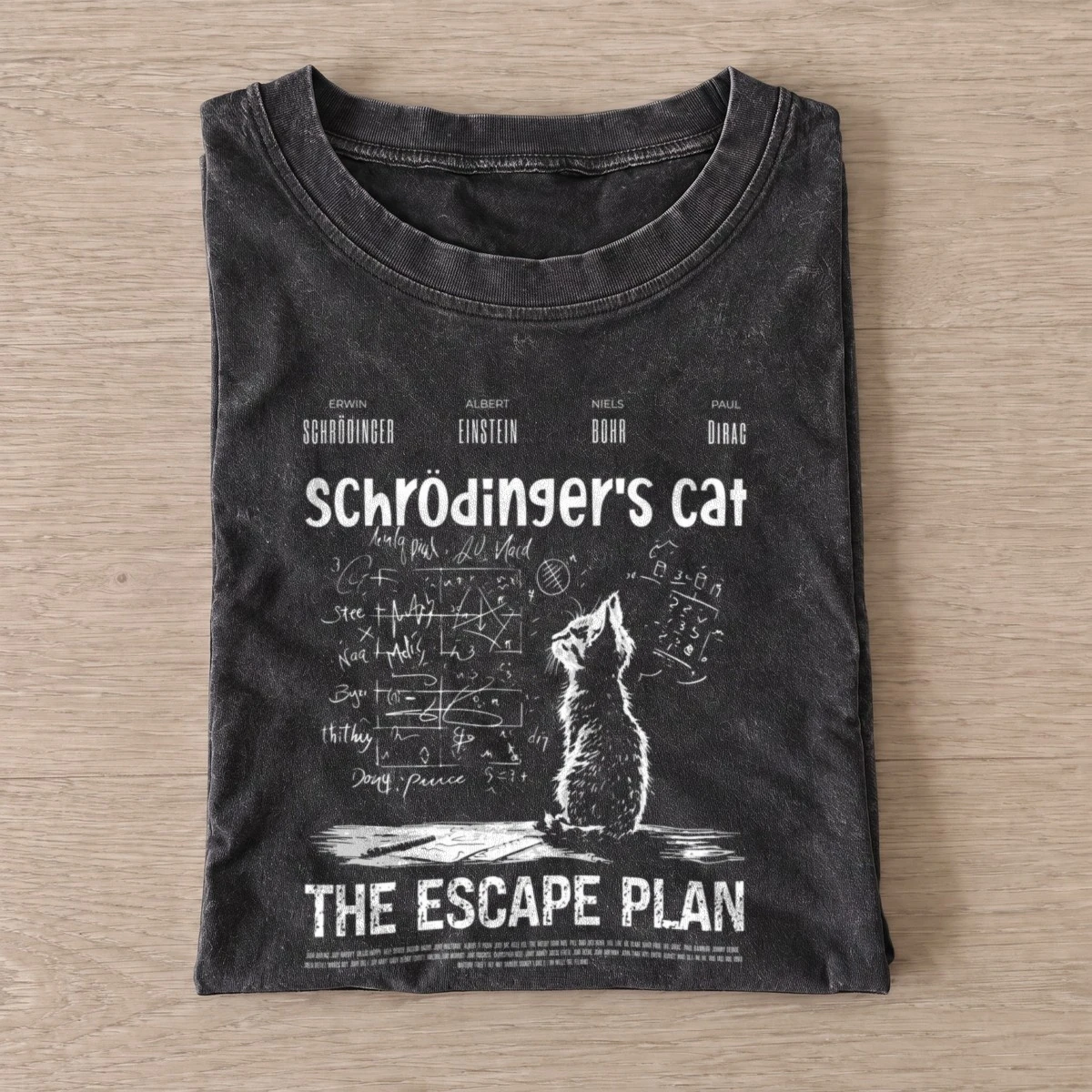 Schrodingers escape plan vintage t shirt washed20black20schrodingers escape plan.webp