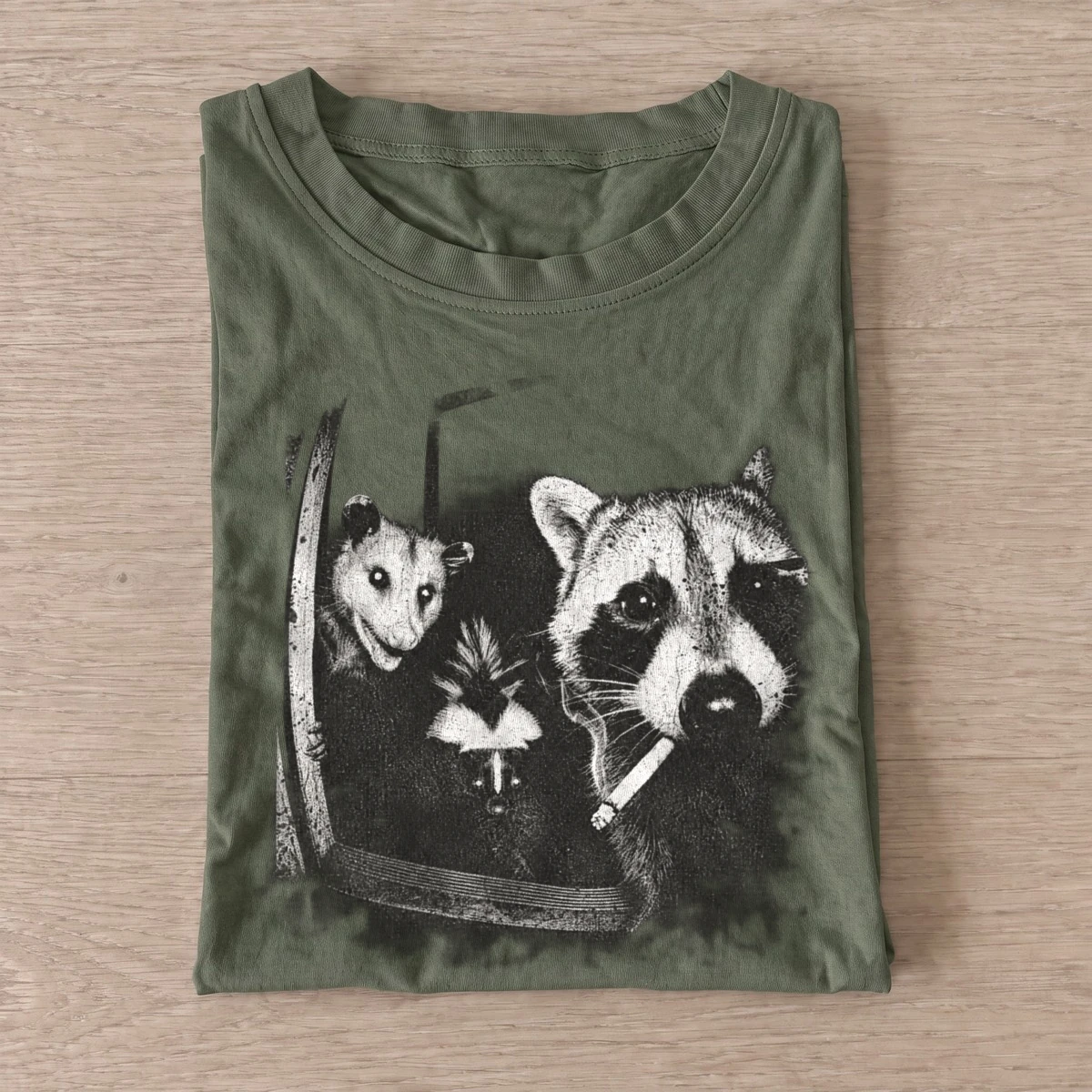 Screaming critter portrait t shirt olive20screaming critter portrait.webp