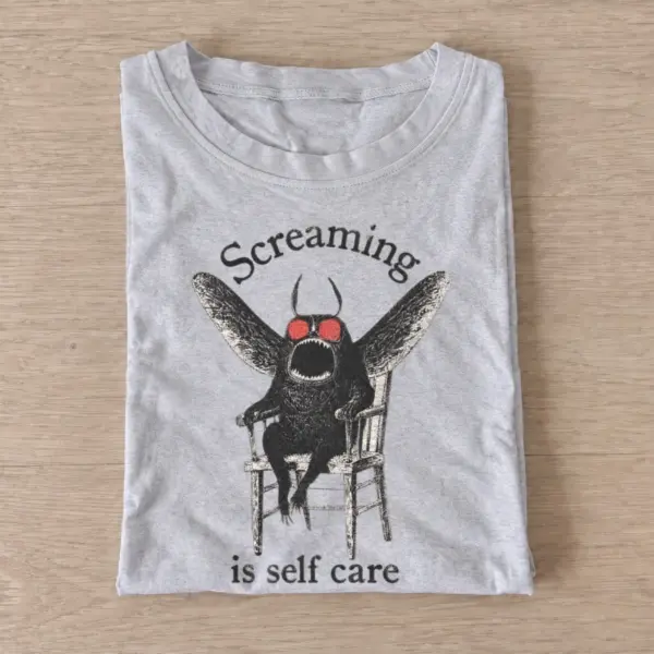 Screaming is self care moth t shirt gray20screaming moth.webp