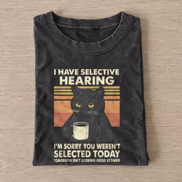 Selective hearing cat vintage t shirt washed20black20selective hearing cat.webp