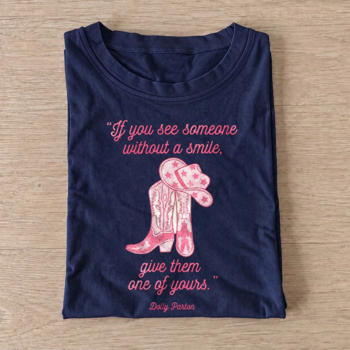 Share your smile dolly parton quote t shirt navy20share your smile.webp