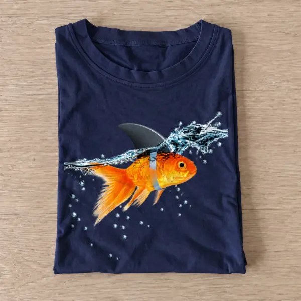 Shark fin goldfish t shirt navy20shark fin goldfish.webp