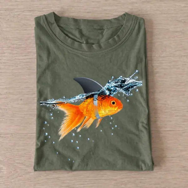 Shark fin goldfish t shirt olive20shark fin goldfish.webp