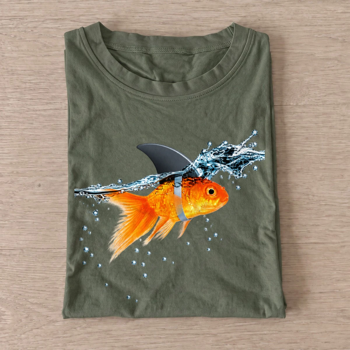 Shark fin goldfish t shirt olive20shark fin goldfish.webp