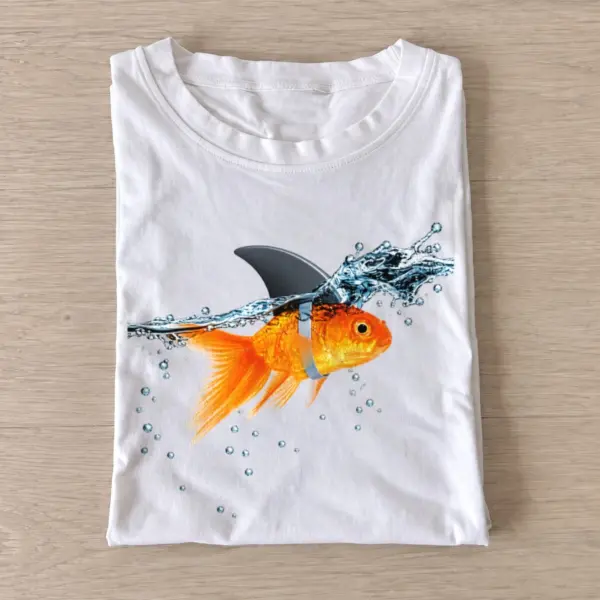 Shark fin goldfish t shirt white20shark fin goldfish.webp