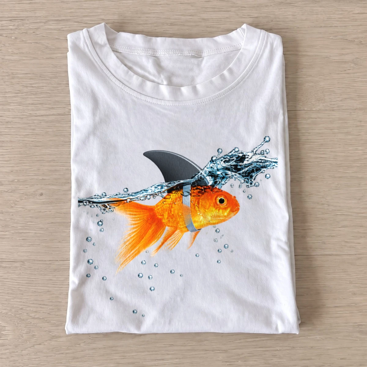 Shark fin goldfish t shirt white20shark fin goldfish.webp