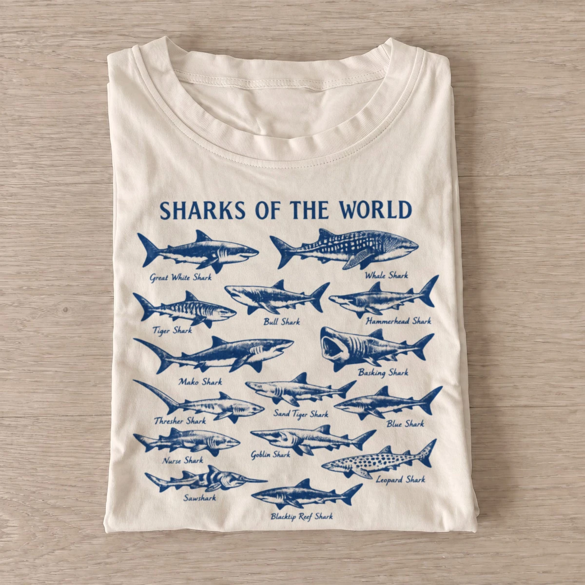 Sharks of the world guide t shirt sand20world shark guide.webp