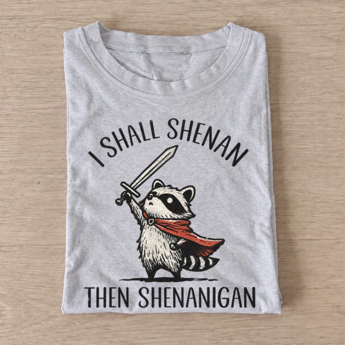 Shenanigan raccoon knight t shirt gray20shenanigan raccoon knight.webp