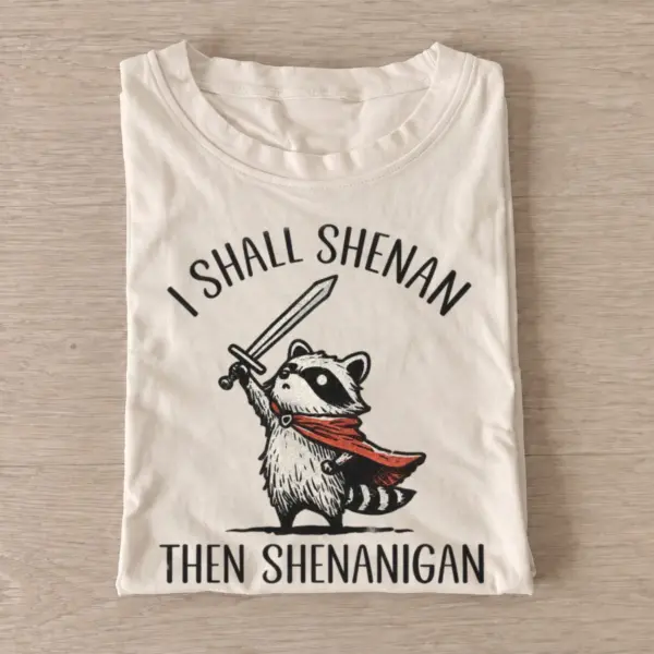 Shenanigan raccoon knight t shirt sand20shenanigan raccoon knight.webp