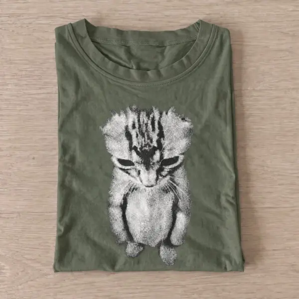 Shy kitten graphic t shirt olive20shy kitten.webp