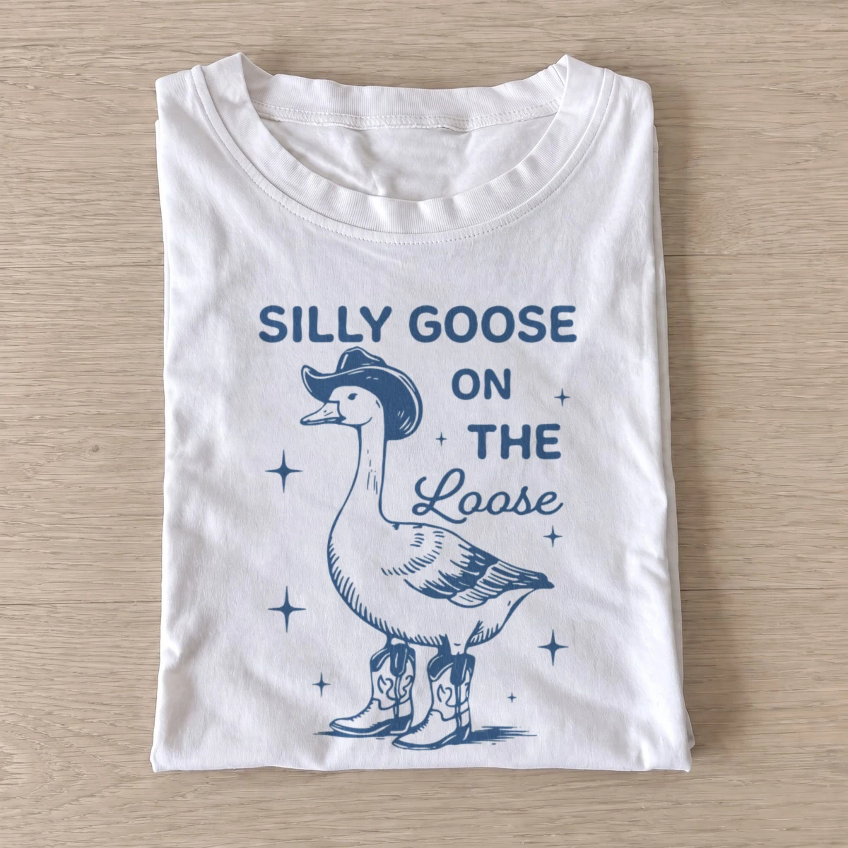 Silly cowboy goose t shirt white20silly cowboy goose.webp