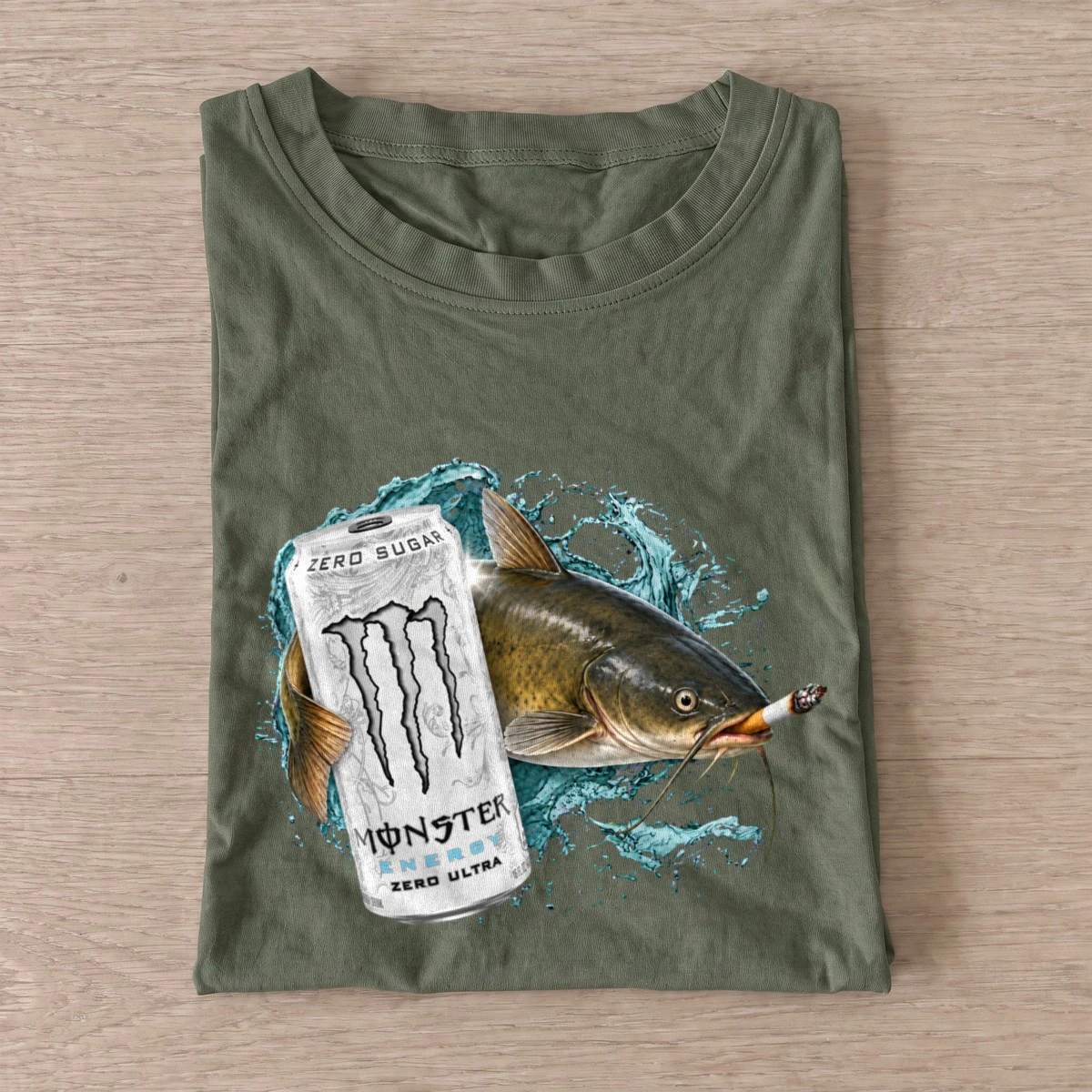 Silver energy catfish t shirt olive20silver energy catfish.webp