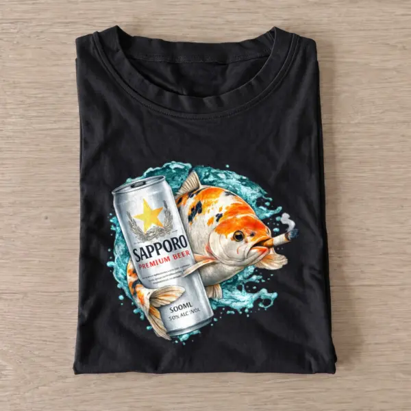 Silver Lager Koi Fishing T-Shirt — graphic design