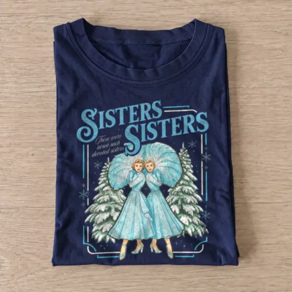 Sisters sisters vintage christmas t shirt navy20christmas sisters.webp