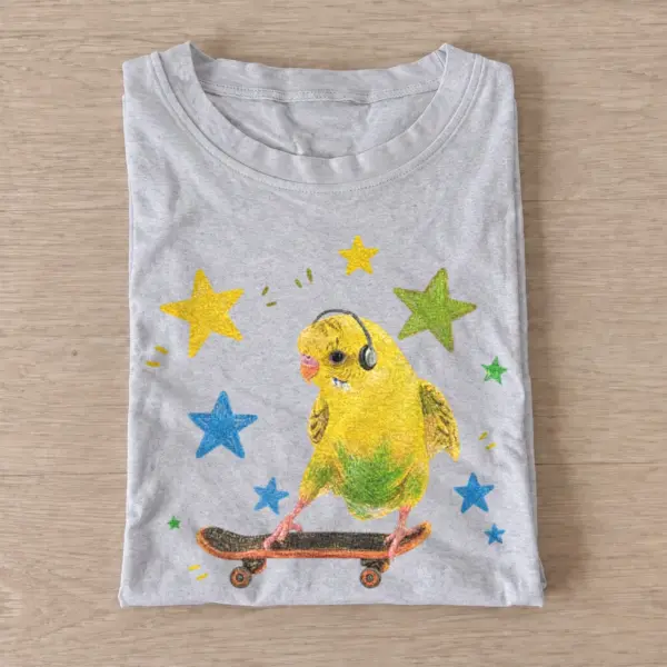 Skateboarding budgie t shirt gray20skateboarding budgie.webp
