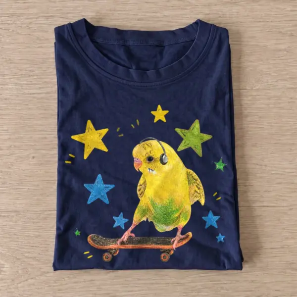 Skateboarding budgie t shirt navy20skateboarding budgie.webp