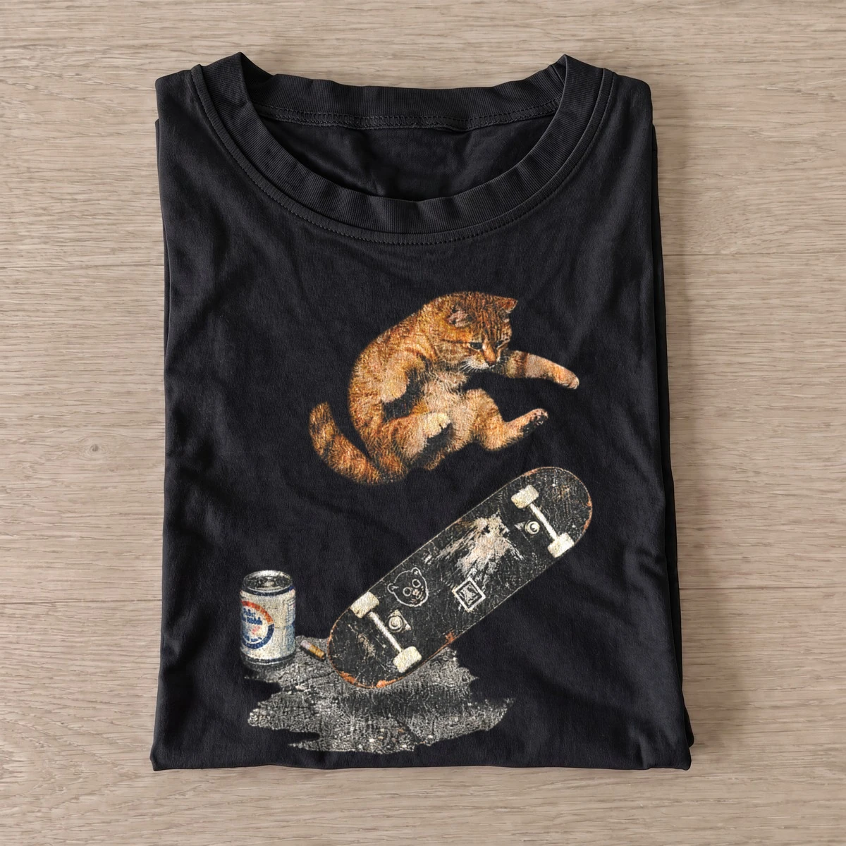 Skateboarding tabby cat t shirt black20skateboarding tabby.webp
