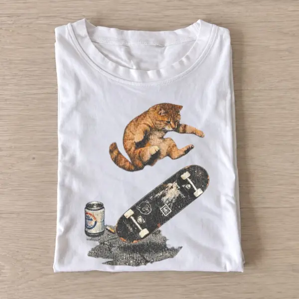 Skateboarding tabby cat t shirt white20skateboarding tabby.webp